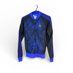 Adidas Men’s full zip track jacket black/blue size small
